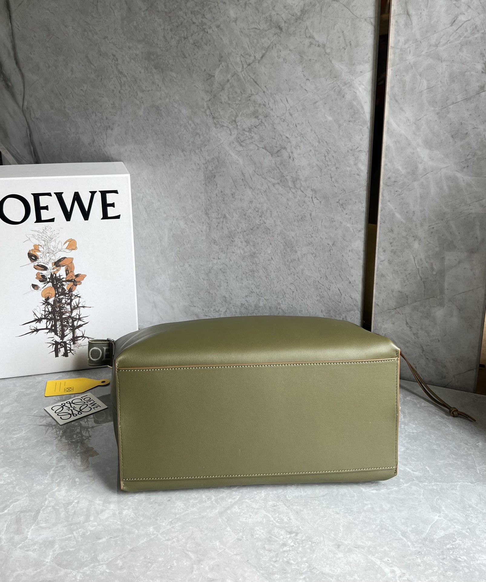 Loewe Large Cubi Crossbody Bag in Supple Smooth Calfskin and Jacquard Olive